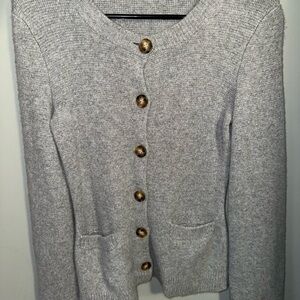 EUC Elie tahari grey cashmere button sweater XS